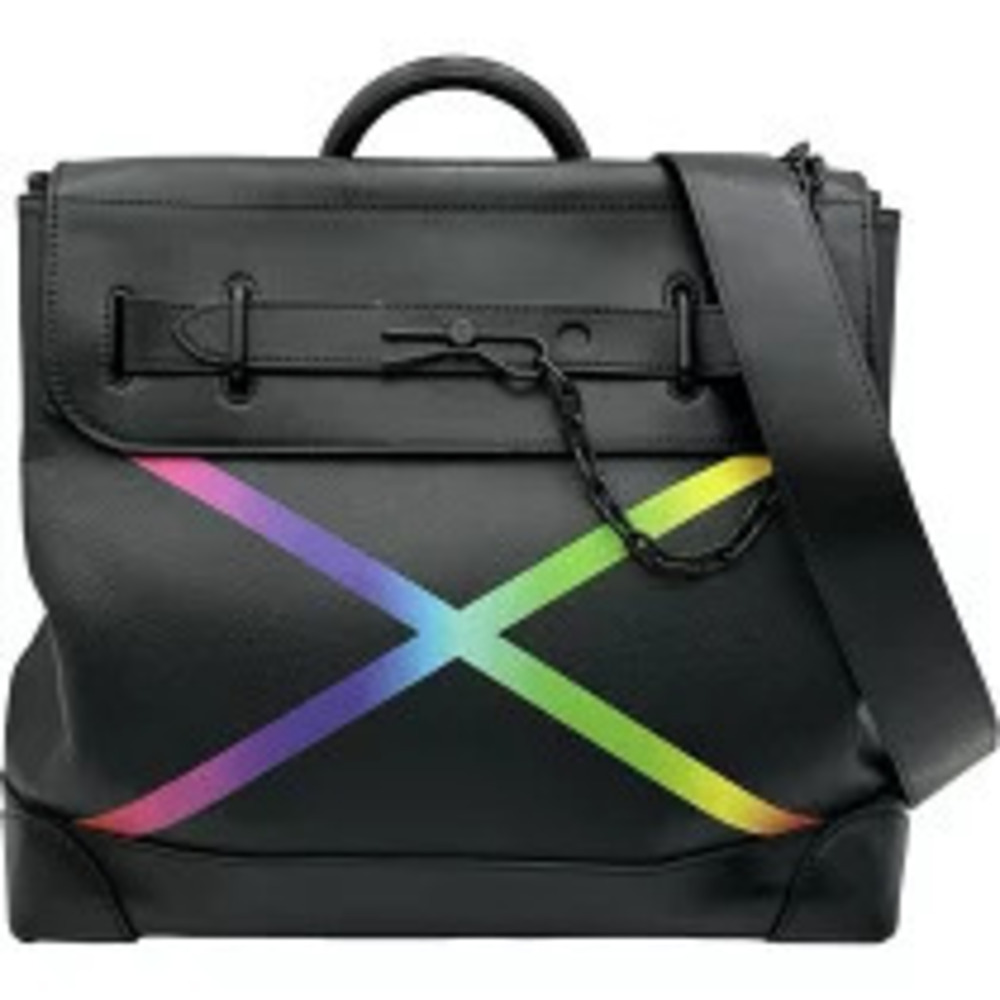 Louis Vuitton Steamer Noir Black Rainbow Taiga Leather Handbag